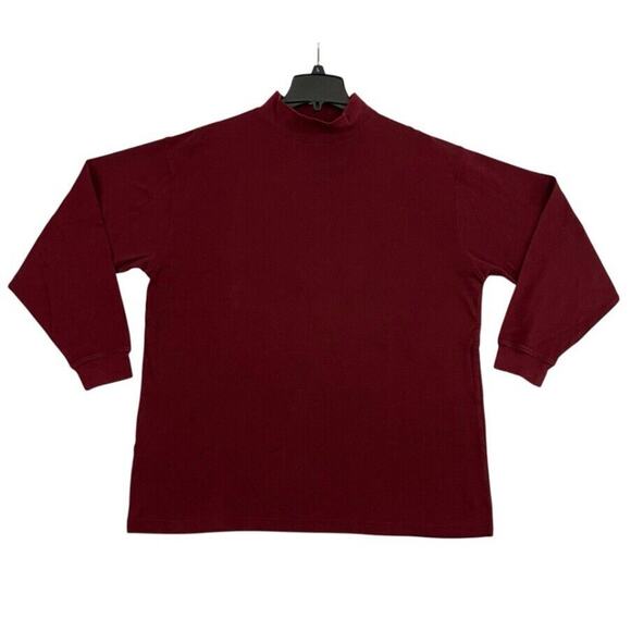 Pendleton Mock Neck Shirt Mens Large Maroon Vintage Pullover Long Sleeve Cotton - Picture 1 of 9
